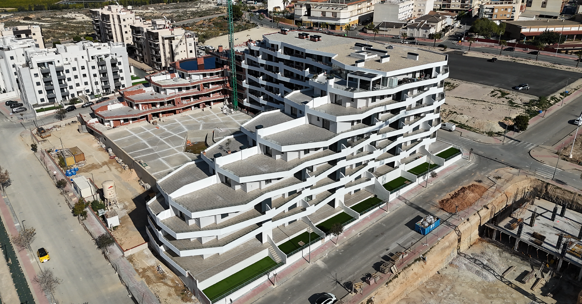 site of the new development, block under construction