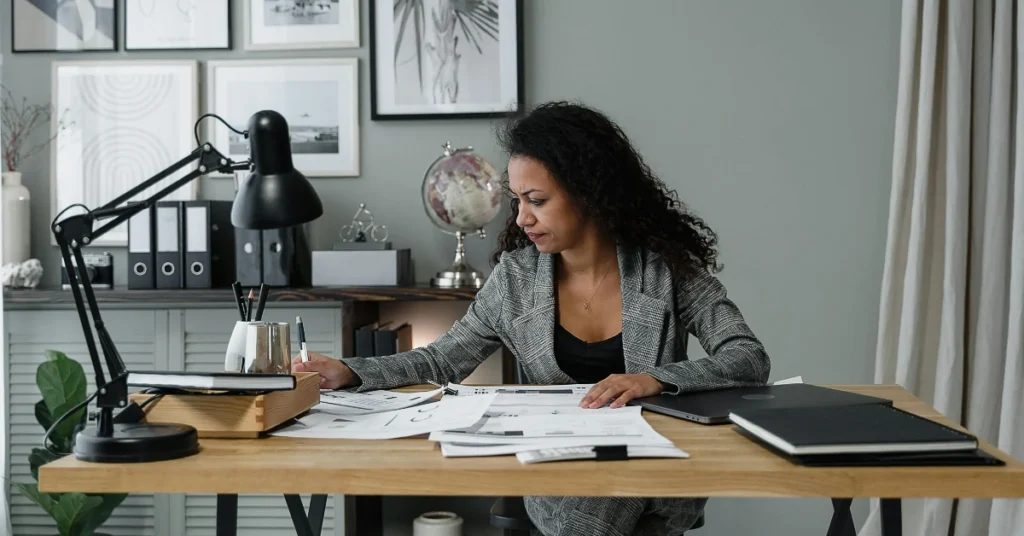 woman working at a desk
