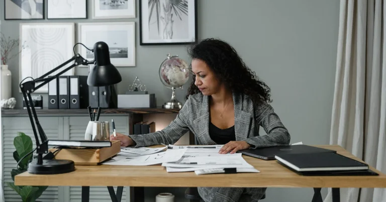 woman working at a desk