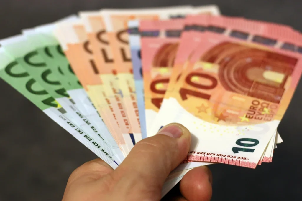 Photo showing euro banknotes