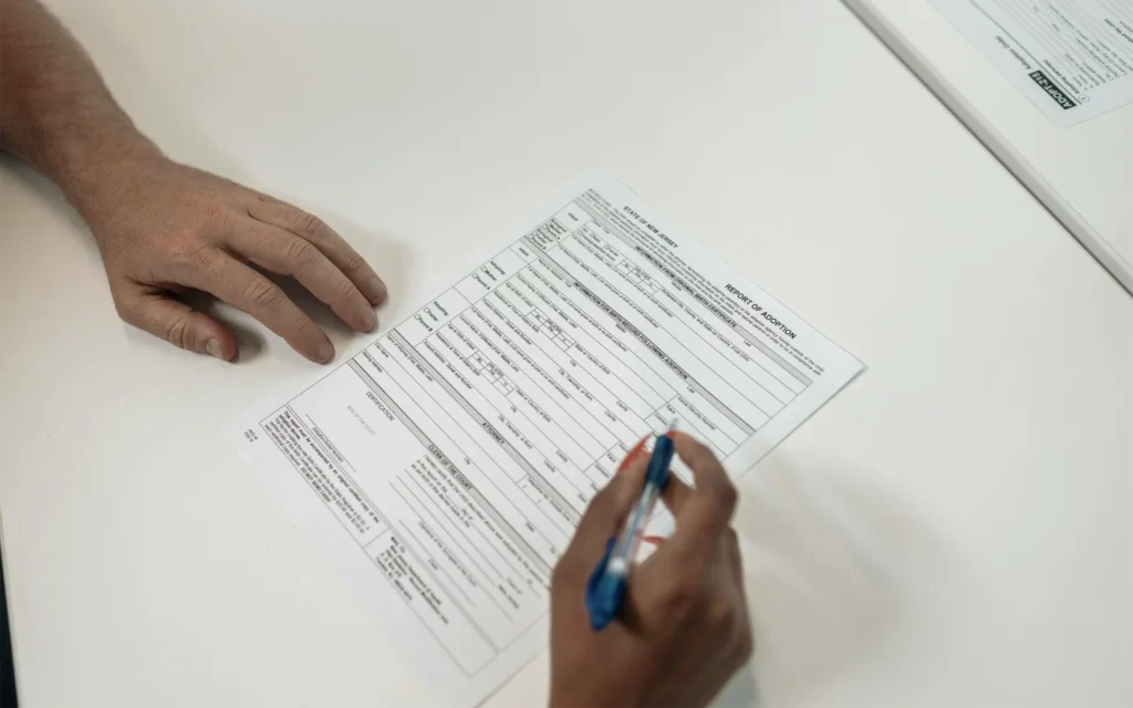 Filling out the application for a NIE number and opening a bank account