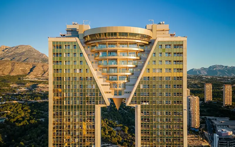 The photograph depicts one of the main properties for sale in Benidorm.