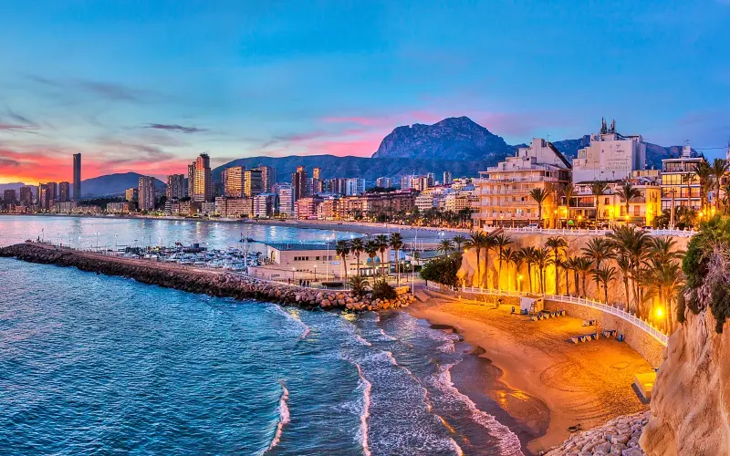 The photograph depicts properties in Benidorm.